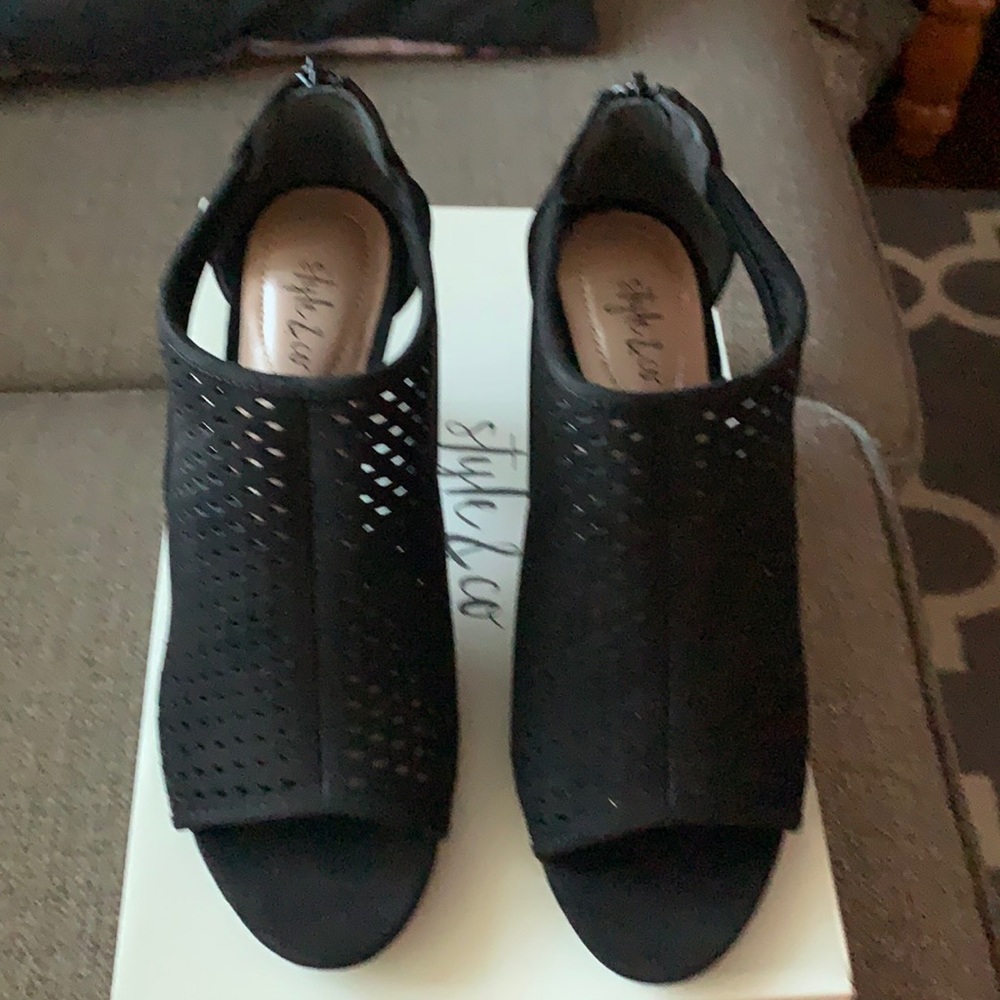 Women’s Style &Co. Suede Open Toe Heels